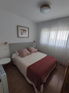 拉雷多Apartamento Albejo的一间卧室设有一张大床和一个窗户。