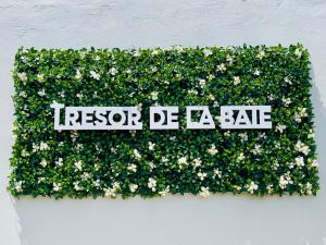 拉特里尼泰Sublime Villa Piscine - Trésor de la Baie的墙上花 ⁇ 上的标志