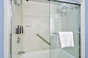旧金山Hotel Fiona的带淋浴的浴室和玻璃门