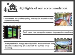 拜县Pai Princess Resort的传单,上面有一张带秋千的房间的照片