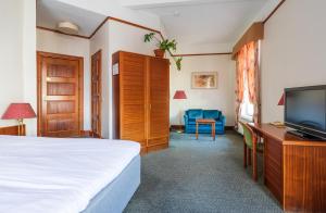 派尔努维多利亚酒店的配有一张床和一台平面电视的酒店客房