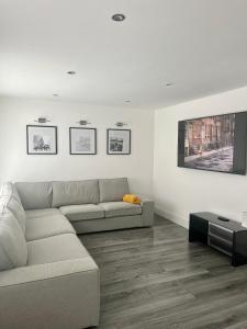 利物浦Modern 4 Bed - 10 mins to centre的带沙发和电视的客厅