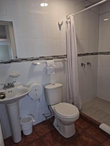 克萨尔特南戈Luna de Plata的浴室配有卫生间、盥洗盆和淋浴。