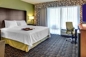 巴吞鲁日巴吞鲁日市中心汉普顿酒店及套房的酒店客房设有床和窗户。