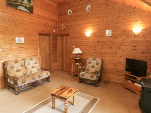 MydrimAcorn Lodge的客厅配有两把椅子和电视