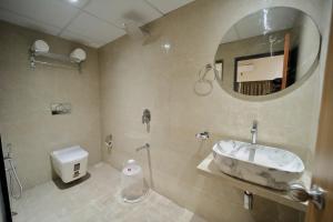 孟买HOTEL ALFA EXECUTIVE的一间带水槽和镜子的浴室