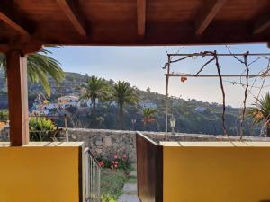 AlajeróCasa Tajonaje - Entorno rural的棕榈树房屋的阳台享有风景。