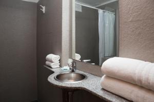 圣卡洛斯-德巴里洛切巴里洛切高级酒店的浴室配有盥洗盆、镜子和毛巾