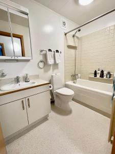 Ytri-NjarðvíkG-1215 apartment的浴室配有盥洗盆、卫生间和浴缸。