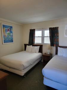 威尔伍德克拉斯特拿骚酒店的酒店客房设有两张床和窗户。