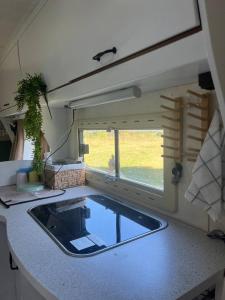 第比利斯Camper Mobile Motorhome的一个小房子里一个带游泳池的厨房