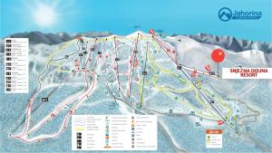 亚霍里纳Snjezna Dolina Resort - Jahorina的滑雪城地区度假村地图