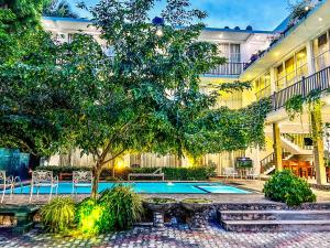 阿努拉德普勒有益健康度假酒店的一座带游泳池的庭院