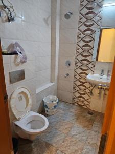 勒克瑙HOTEL ORCHID的一间带卫生间和水槽的浴室