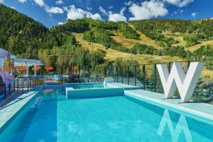 阿斯潘W Aspen Hotel Residences的大型山景游泳池