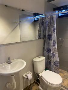 莱瓦镇hosteline的一间带卫生间和水槽的浴室