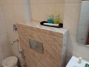 勒克瑙HOTEL ORCHID的一间带水槽和卫生间的台面的浴室