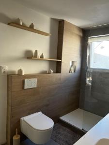 默桑西Charming house on the Luxembourg border的一间带卫生间和淋浴的浴室