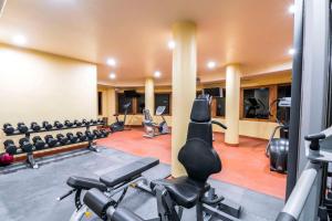 锡瓦塔塔内霍Hilton Grand Vacations Club Zihuatanejo的健身房设有数台跑步机和健身器材
