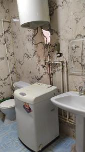 伊斯梅利亚Ismailia - Elnouras compound的一间带卫生间和水槽的肮脏浴室