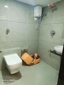 艾哈迈达巴德HOTEL ROYAL GRAND的一间带卫生间和水槽的浴室