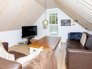 蒂霍尔姆Luxurious Holiday Home in Thyholm with Sauna的带沙发和电视的客厅