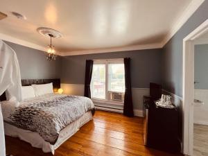 梅戈格湖泊庄园酒店的一间卧室设有一张床和一个窗口