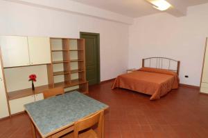 雷焦艾米利亚德拉吉亚拉学生宿舍旅馆的一间卧室配有一张床和一张桌子