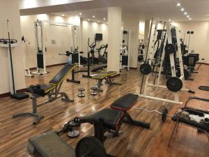 阿尔阿尔قمة البستان的健身房里有很多健身器材