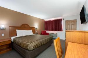 特雷霍特特雷霍特丽晶汽车旅馆的配有一张床和一台平面电视的酒店客房
