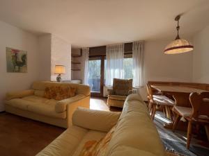 平佐洛Appartamenti Residenza Alpina的客厅配有沙发和桌子