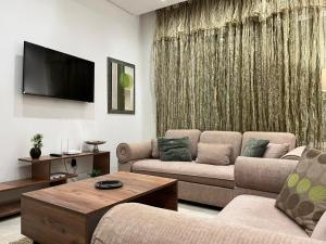 Le BardoSublime duplex au Bardo Tunis的客厅配有2张沙发和1台平面电视