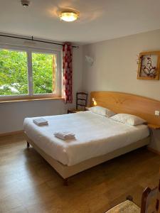 Ban-sur-Meurthe-ClefcyNotre Dame des Monts的一间卧室设有一张大床和一个窗户。
