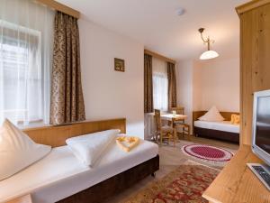 迈尔霍芬亚斯多霍夫小屋的酒店客房设有两张床和电视。