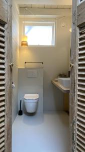 梅珀尔bij DE RODE DEUR的一间带卫生间、水槽和窗户的浴室