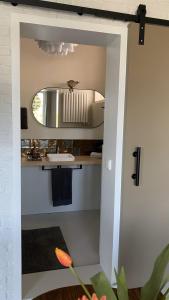 梅珀尔bij DE RODE DEUR的一间带水槽和镜子的浴室
