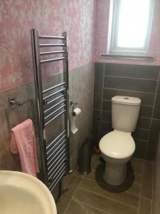 Abbey WoodLarge double room next to Elisabeth Line的浴室配有白色卫生间和盥洗盆。