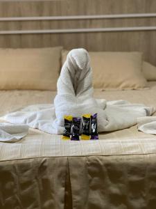 特尔马斯德里奥翁多多拉酒店的床上有一条毛巾