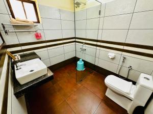 瓦尔卡拉Maadathil Beach Resort的一间带水槽和卫生间的浴室