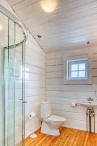 布雷达尔雅克Hotel Breiddalsvik的一间带卫生间和水槽的浴室