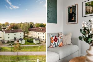 斯德哥尔摩Cosy Urban Home in Stockholm的带沙发和窗户的客厅