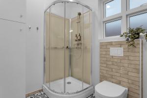 雷克雅未克Capital Luxury Apartments的带淋浴和卫生间的浴室