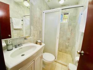 坎昆Zely Home #3的一间带水槽、卫生间和淋浴的浴室