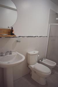 圣萨尔瓦多德朱Ukiyo Apart的一间带卫生间、水槽和镜子的浴室