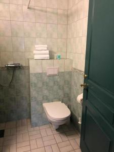 拉尔维克特鲁温杰西加德酒店的浴室设有卫生间、水槽和毛巾