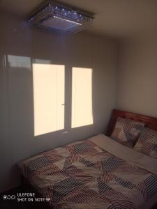 巴黎Sunlit Seine Cottage的一间卧室设有一张床和一个窗口
