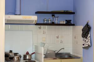 瓦西利卡Liakos' Apartments的厨房配有水槽和台面