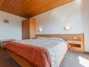 克尼格利斯滕Apartment Voithofer-1 by Interhome的一间卧室设有一张床和木制天花板