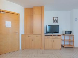 宁Apartment Mlasina-3 by Interhome的客房设有木制橱柜、电视和门。