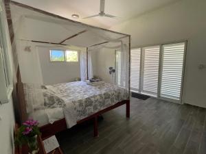 MitsamiouliSalama Eco-Lodge and Hostel的一间卧室配有一张带天蓬的床